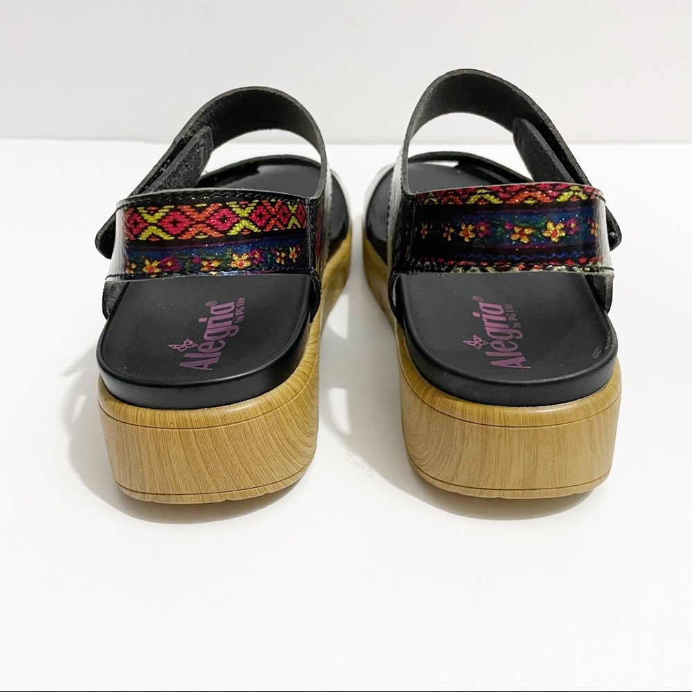 Alegria Women's Black Multi-Color Patterned Sandals - Picture 6 of 10